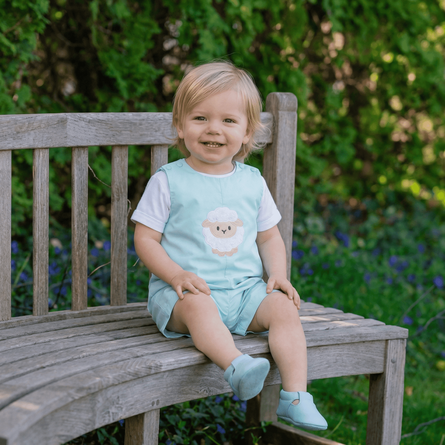 Misty Blue Fuzzy Lamb Shortalls