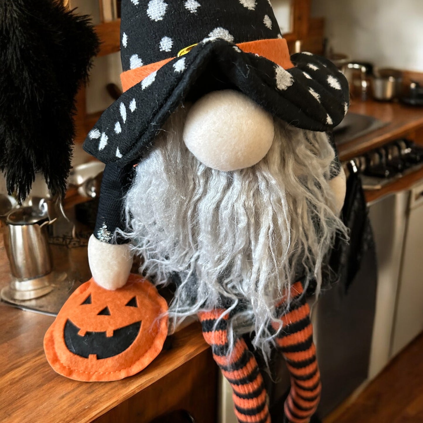 Mud Pie Fall Halloween Sitting Bearded Gnome Lights Up