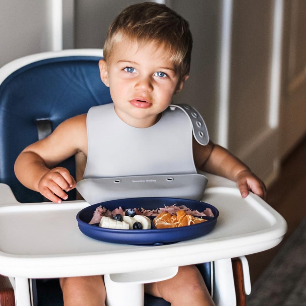 Foodie® Roll Up & Button Closed Bib 2-Pack: All Silicone