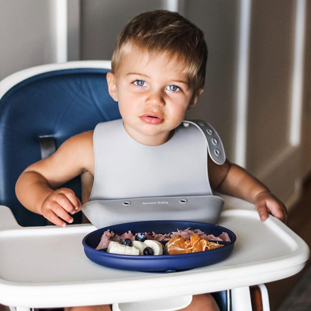 Foodie® Roll Up & Button Closed Bib 2-Pack: All Silicone