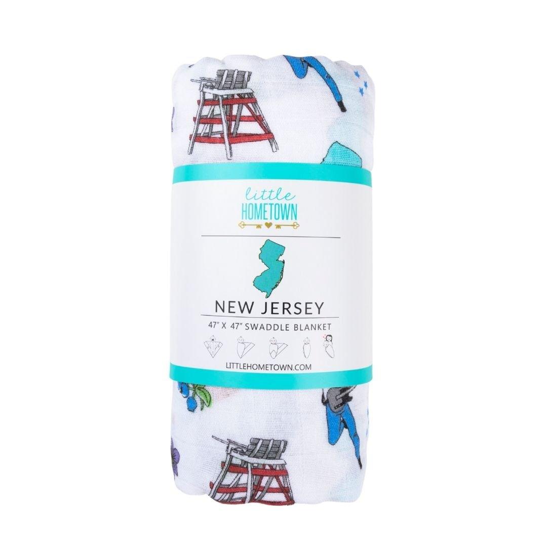 New Jersey Newborn Gift Set: Muslin Swaddle & Bib | Organic Cotton