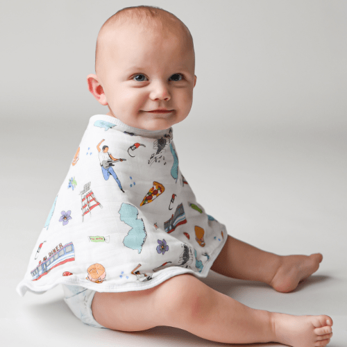 New Jersey Newborn Gift Set: Muslin Swaddle & Bib | Organic Cotton