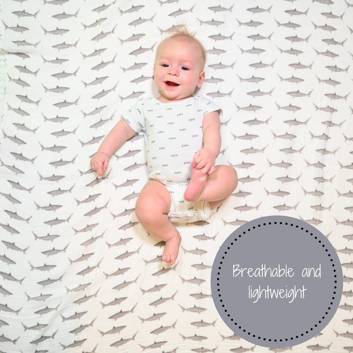 Baby Shark Muslin Swaddle Blanket