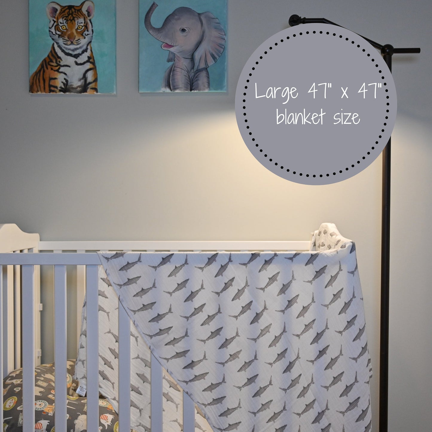 Baby Shark Muslin Swaddle Blanket