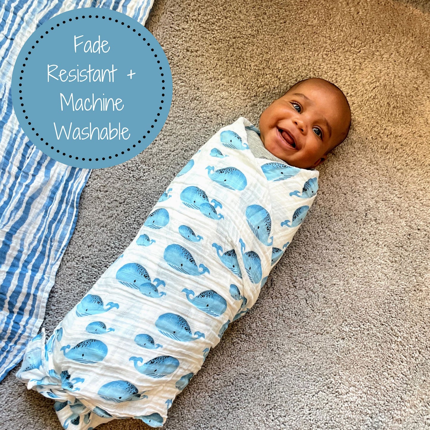 Whale, Whale, Whale Baby Muslin Swaddle Blanket
