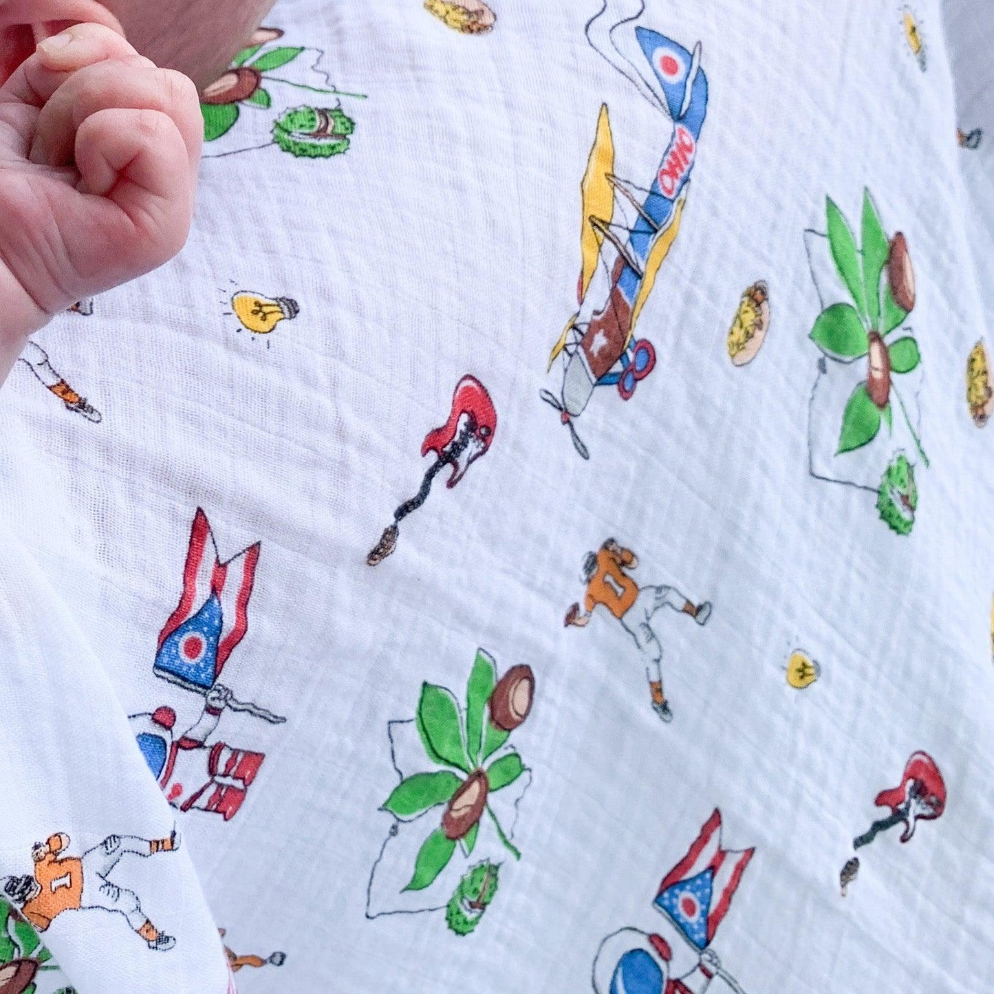 Ohio Baby Gift Set: Muslin Swaddle & Bib | Organic Cotton