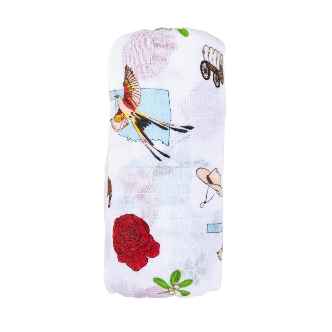 Oklahoma Baby Gift Set: Muslin Swaddle & Bib | Organic Cotton