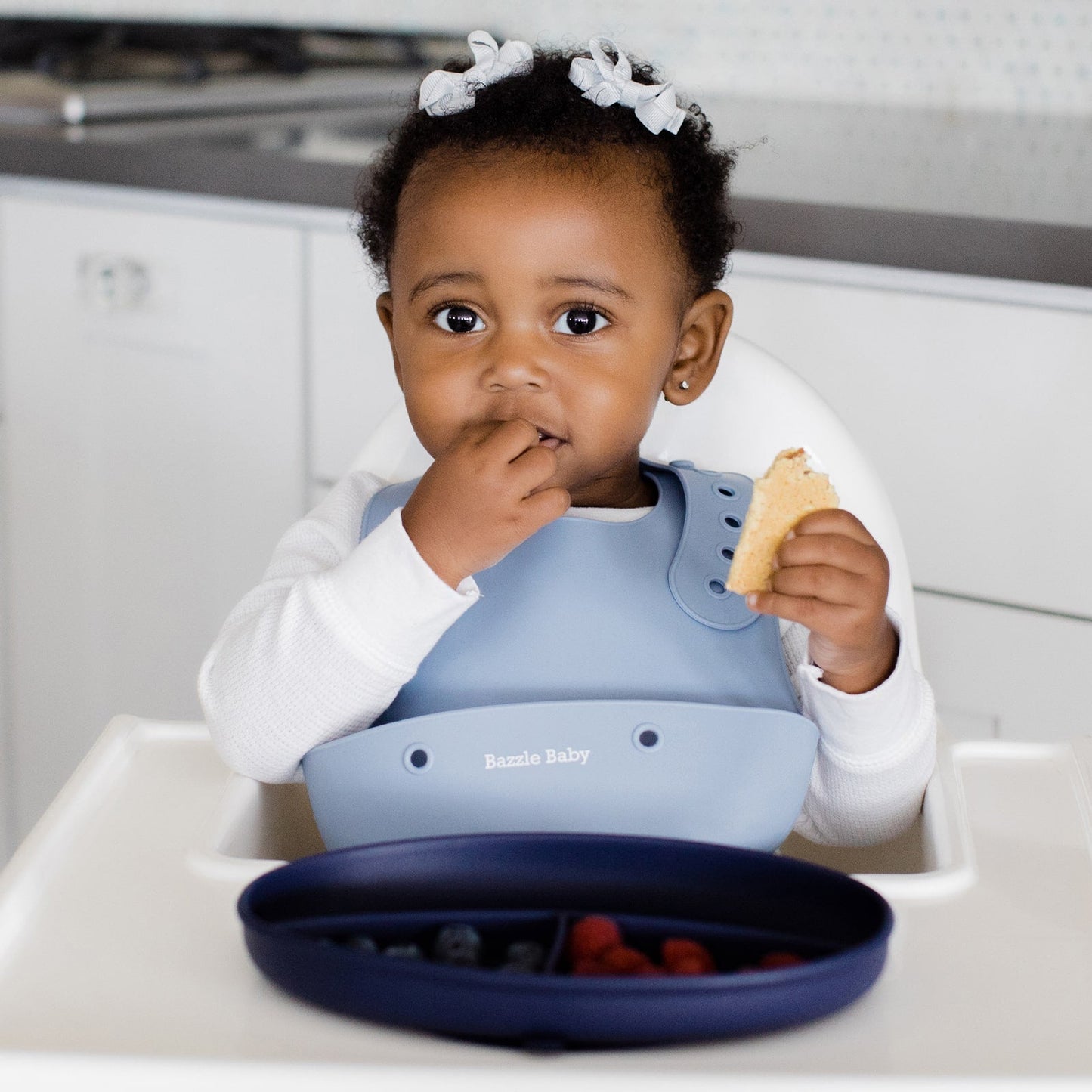 Foodie® Roll Up & Button Closed Bib 2-Pack: All Silicone