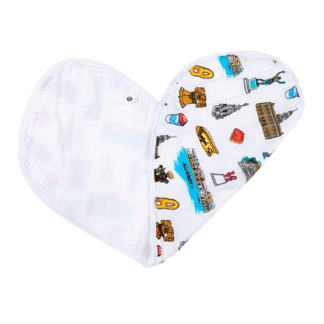 Philadelphia Baby Gift Set: Muslin Swaddle & Bib | Organic Cotton
