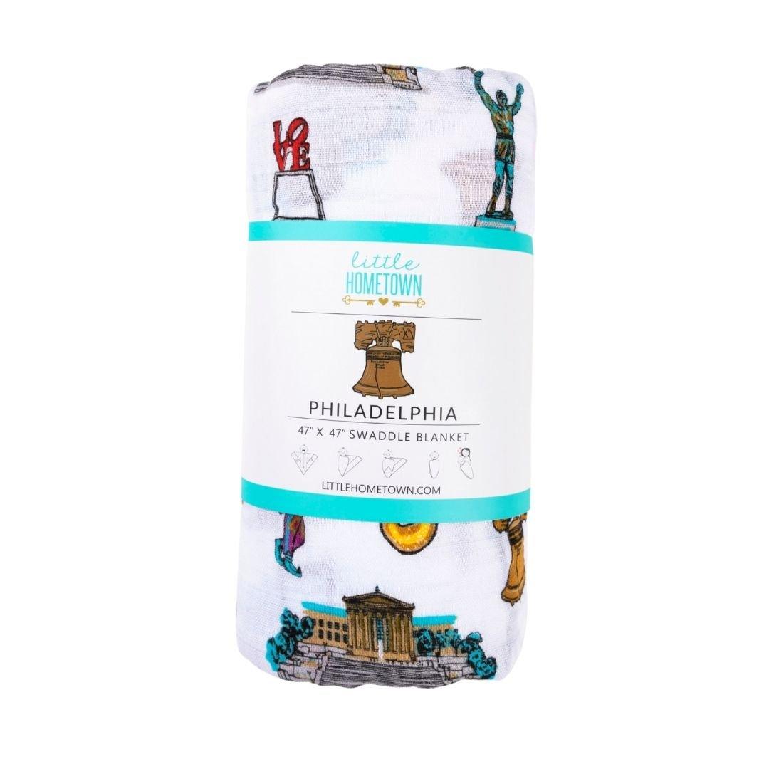 Philadelphia Baby Gift Set: Muslin Swaddle & Bib | Organic Cotton