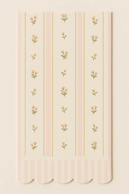 Pink & White Striped Floral Guest Napkins S40