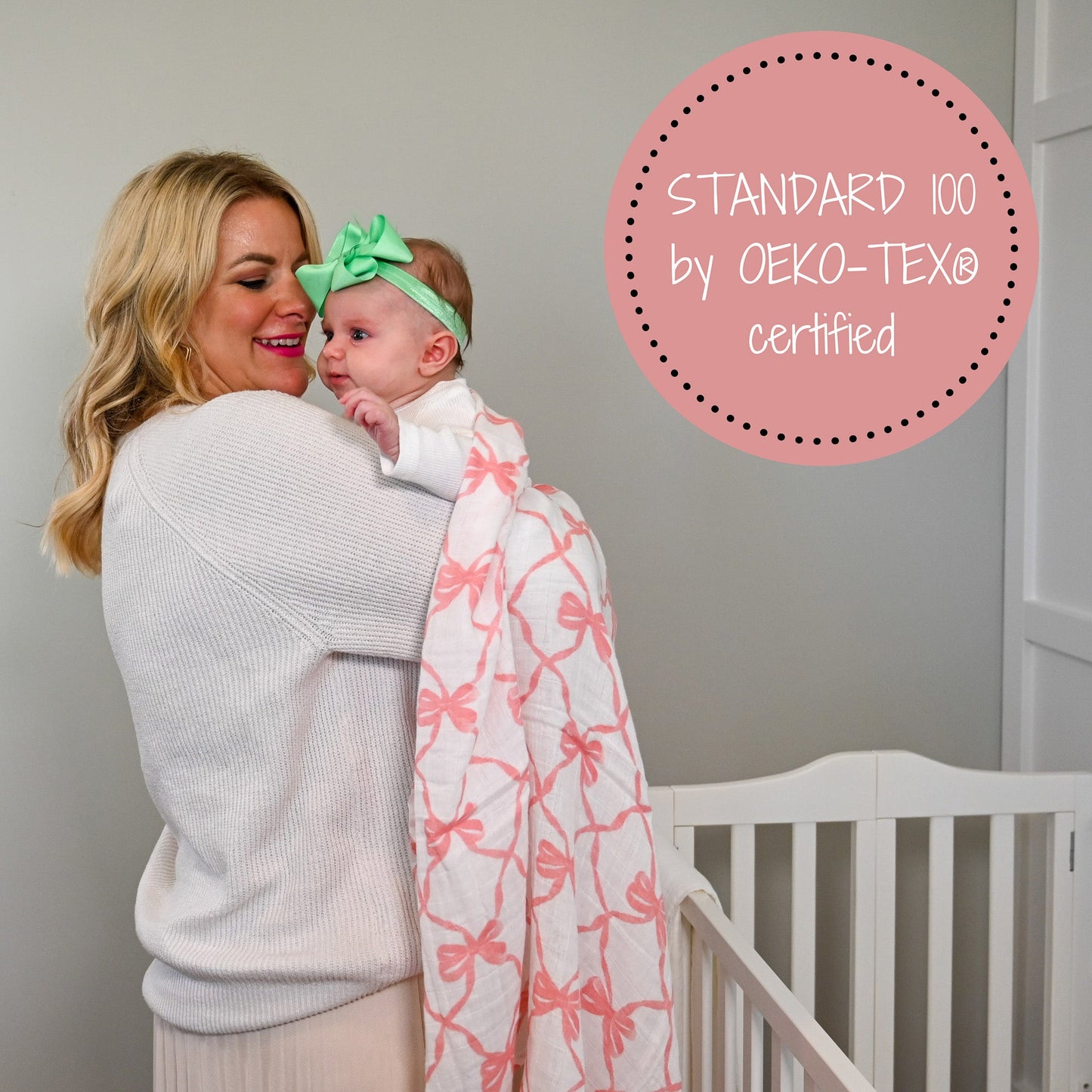 Beautiful Bows Baby Muslin Swaddle Blanket