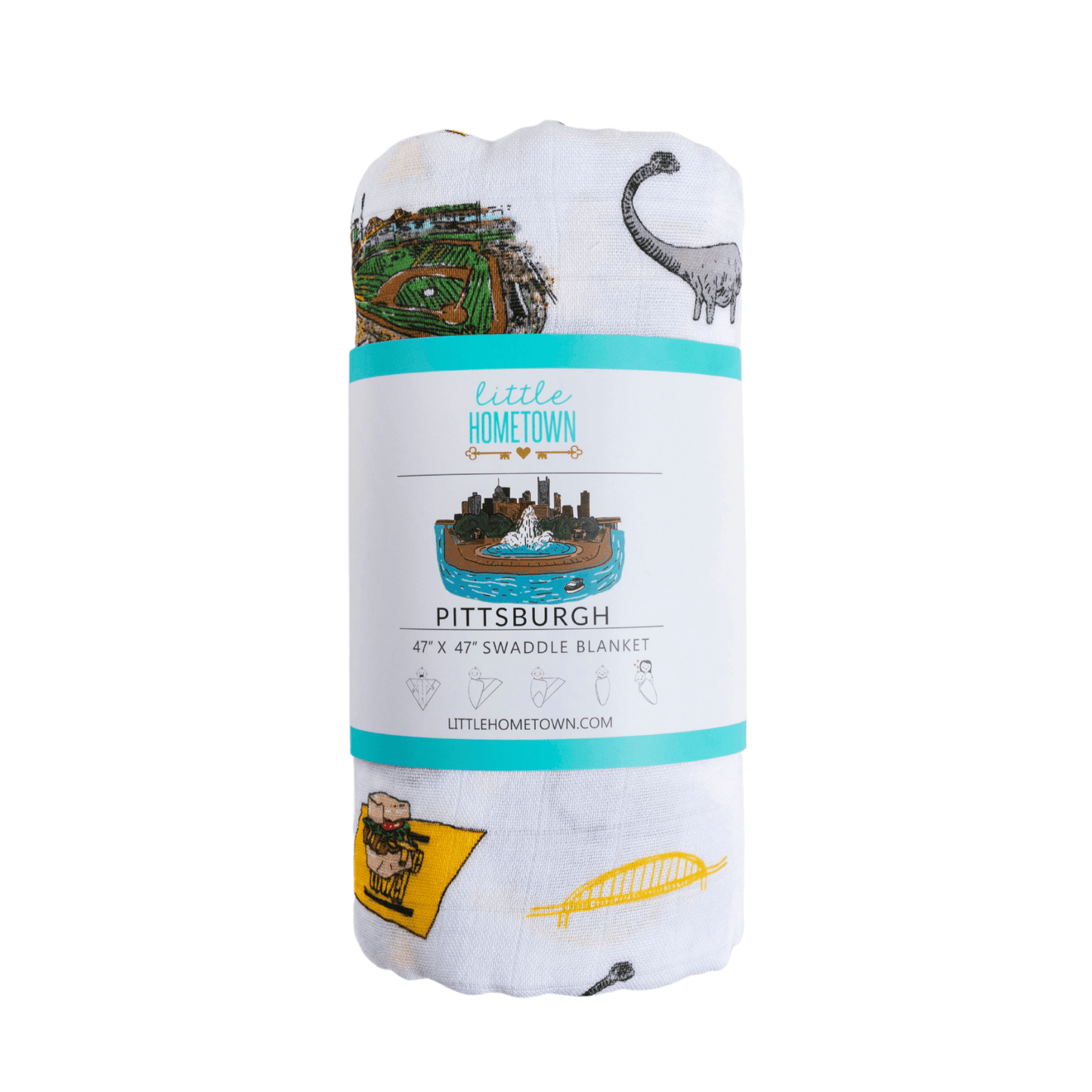 Pittsburgh Baby Gift Set: Muslin Swaddle & Bib | Organic Cotton