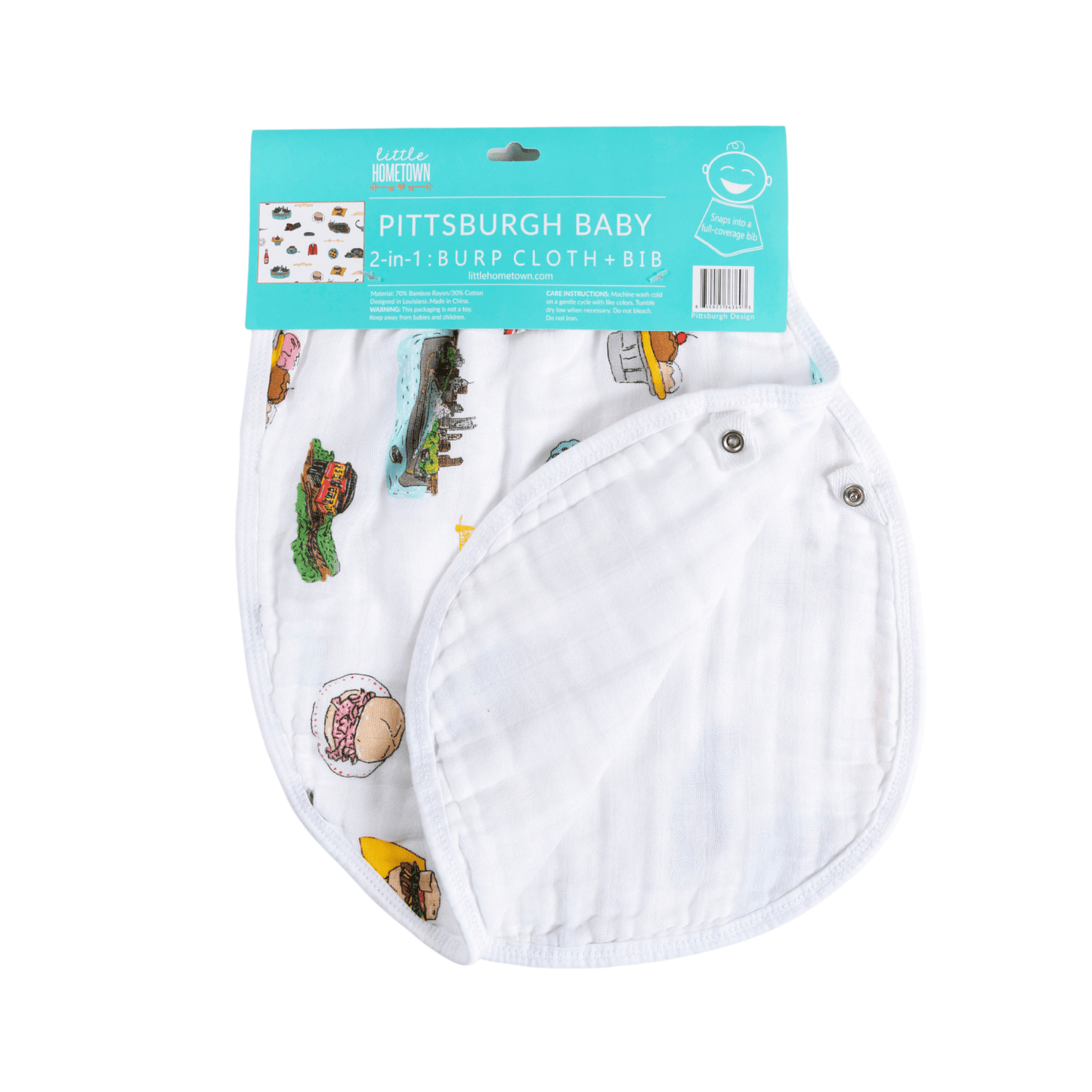 Pittsburgh Baby Gift Set: Muslin Swaddle & Bib | Organic Cotton