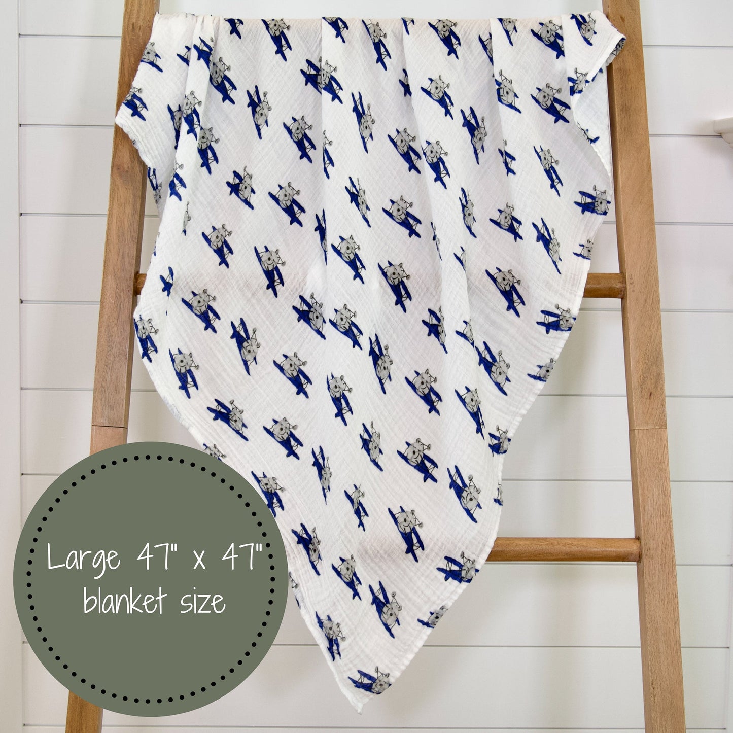 Up, Up, Up and Away Airplane Baby Muslin Swaddle Blanket