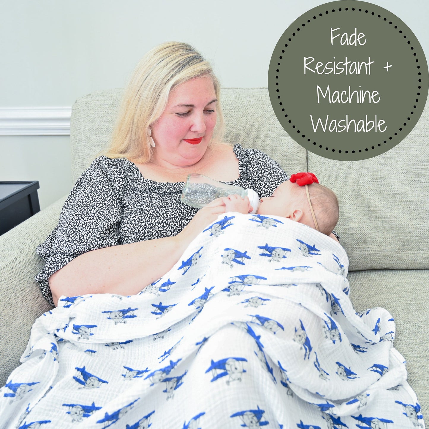 Up, Up, Up and Away Airplane Baby Muslin Swaddle Blanket