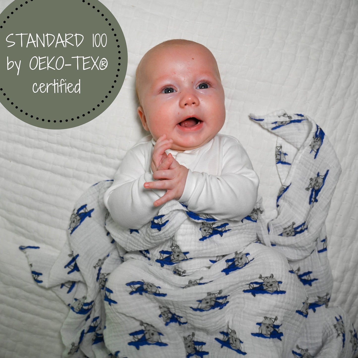 Up, Up, Up and Away Airplane Baby Muslin Swaddle Blanket