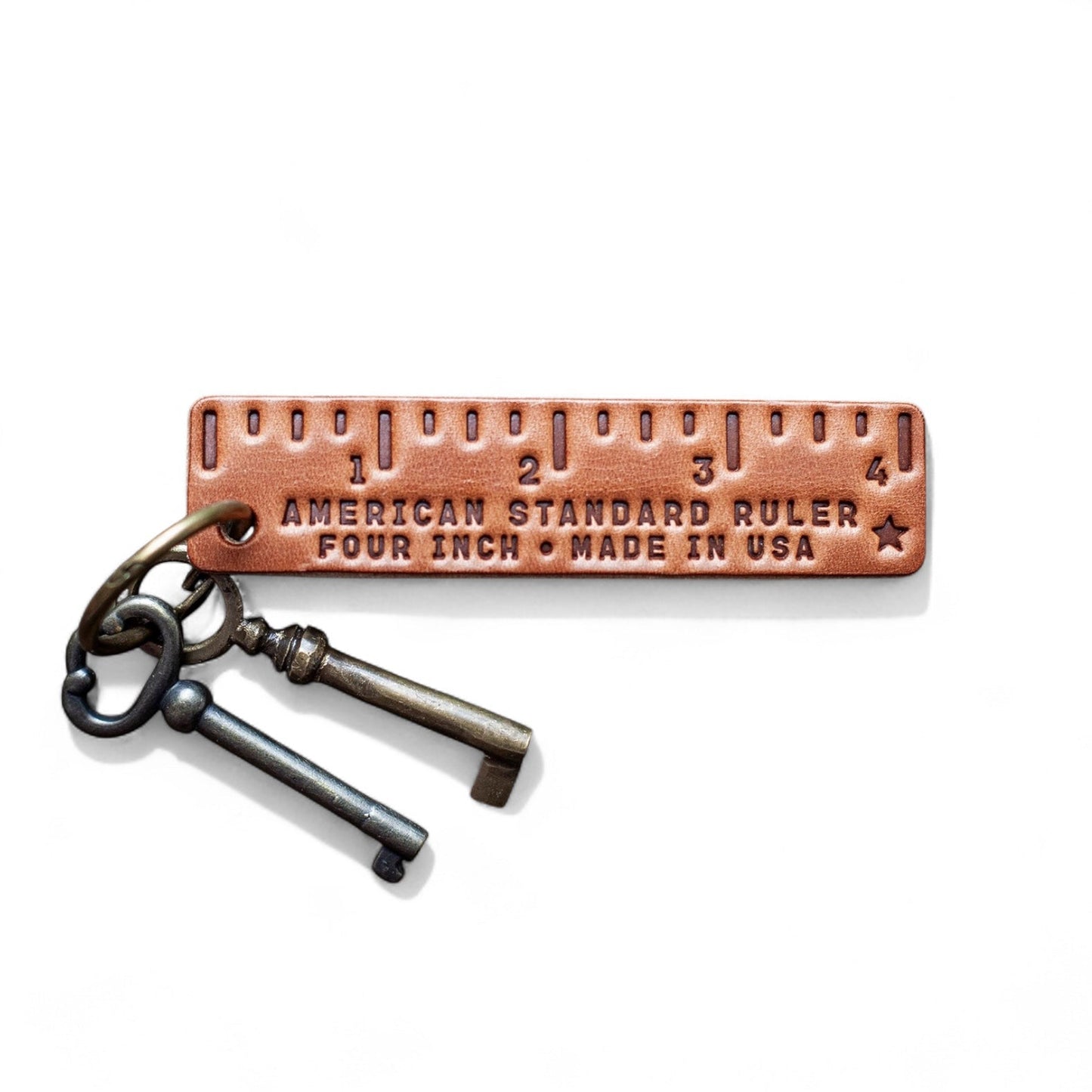 Pocket Ruler Rectangular Leather Keychain