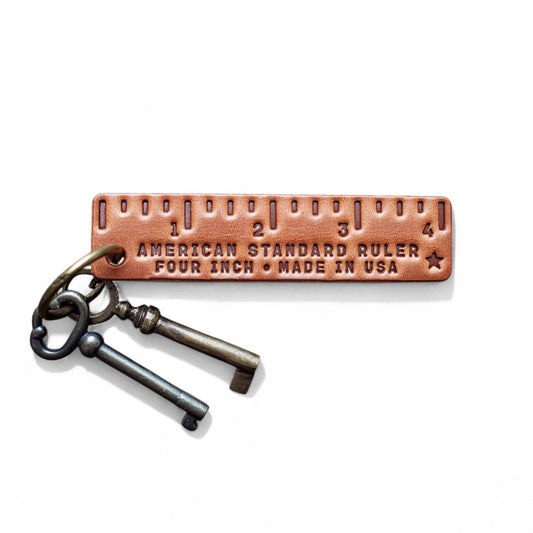 Pocket Ruler Rectangular Leather Keychain