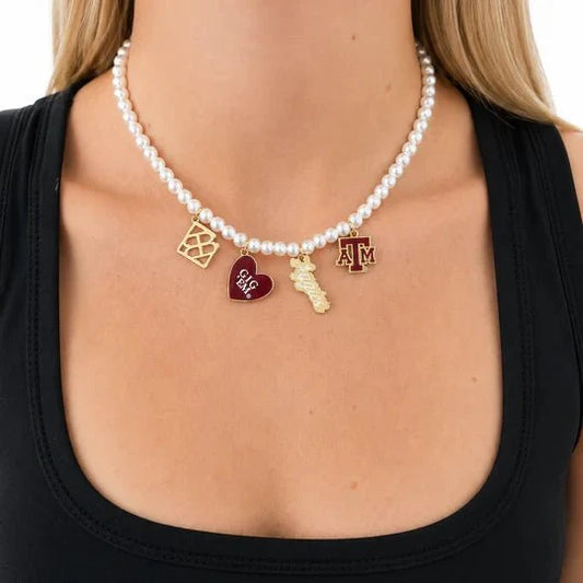 Brianna Cannon Texas A&M Pearl Charm Necklace
