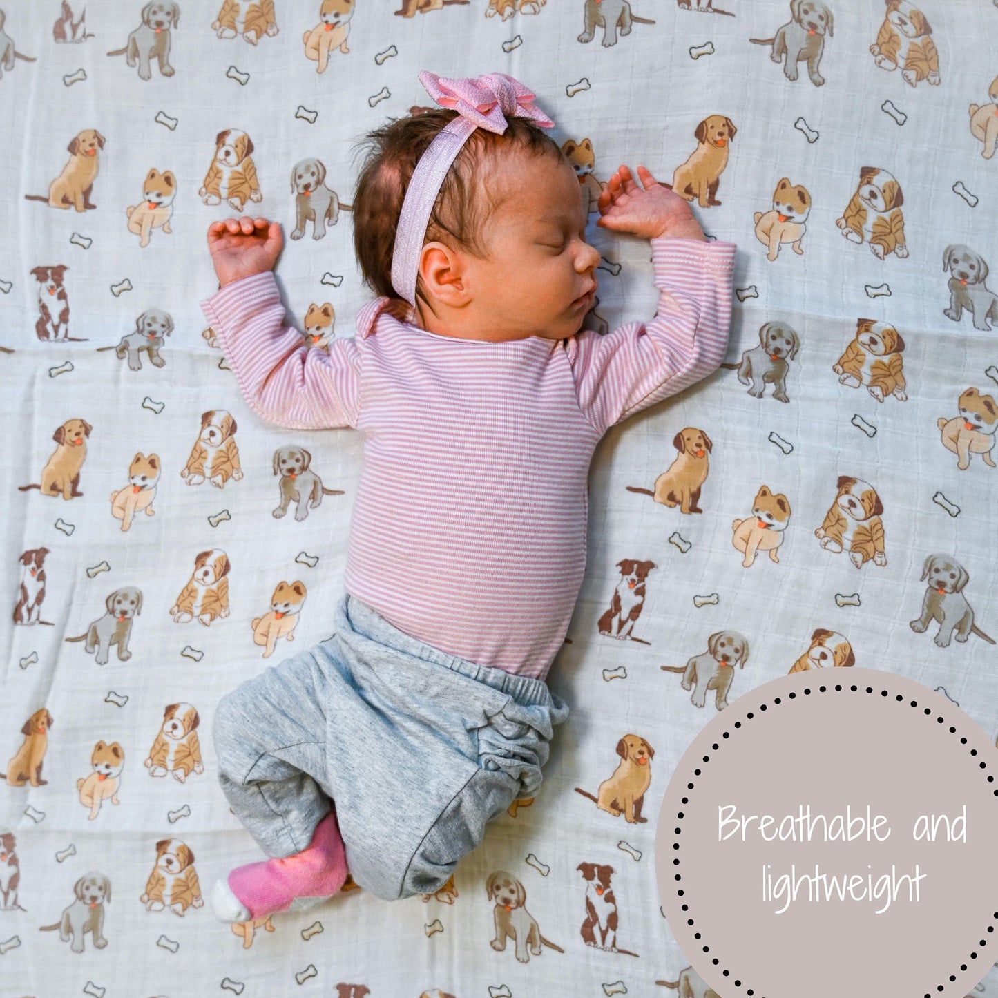 Woof Woof Baby Muslin Swaddle Blanket