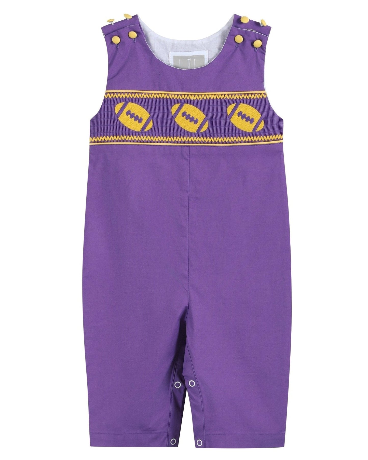 Purple and Gold Football Smocked Longalls