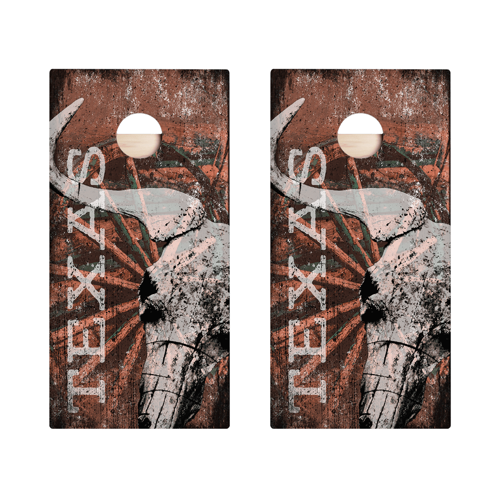 Red Texas Longhorn Star Cornhole Boards