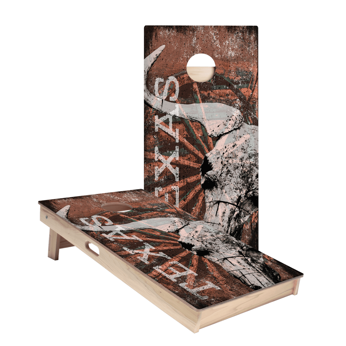 Red Texas Longhorn Star Cornhole Boards