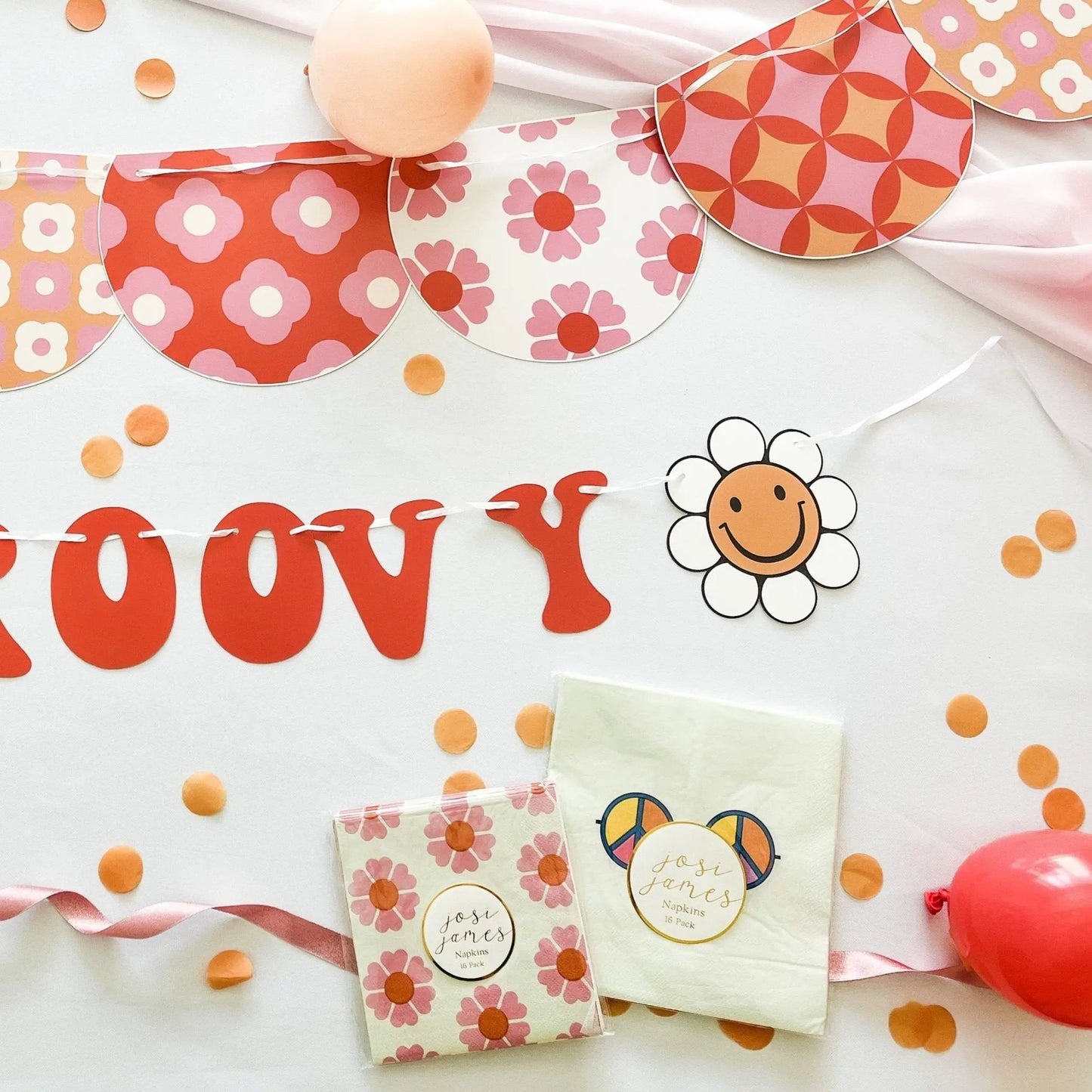 Retro Groovy Large Disposable Paper Napkins (16pcs)