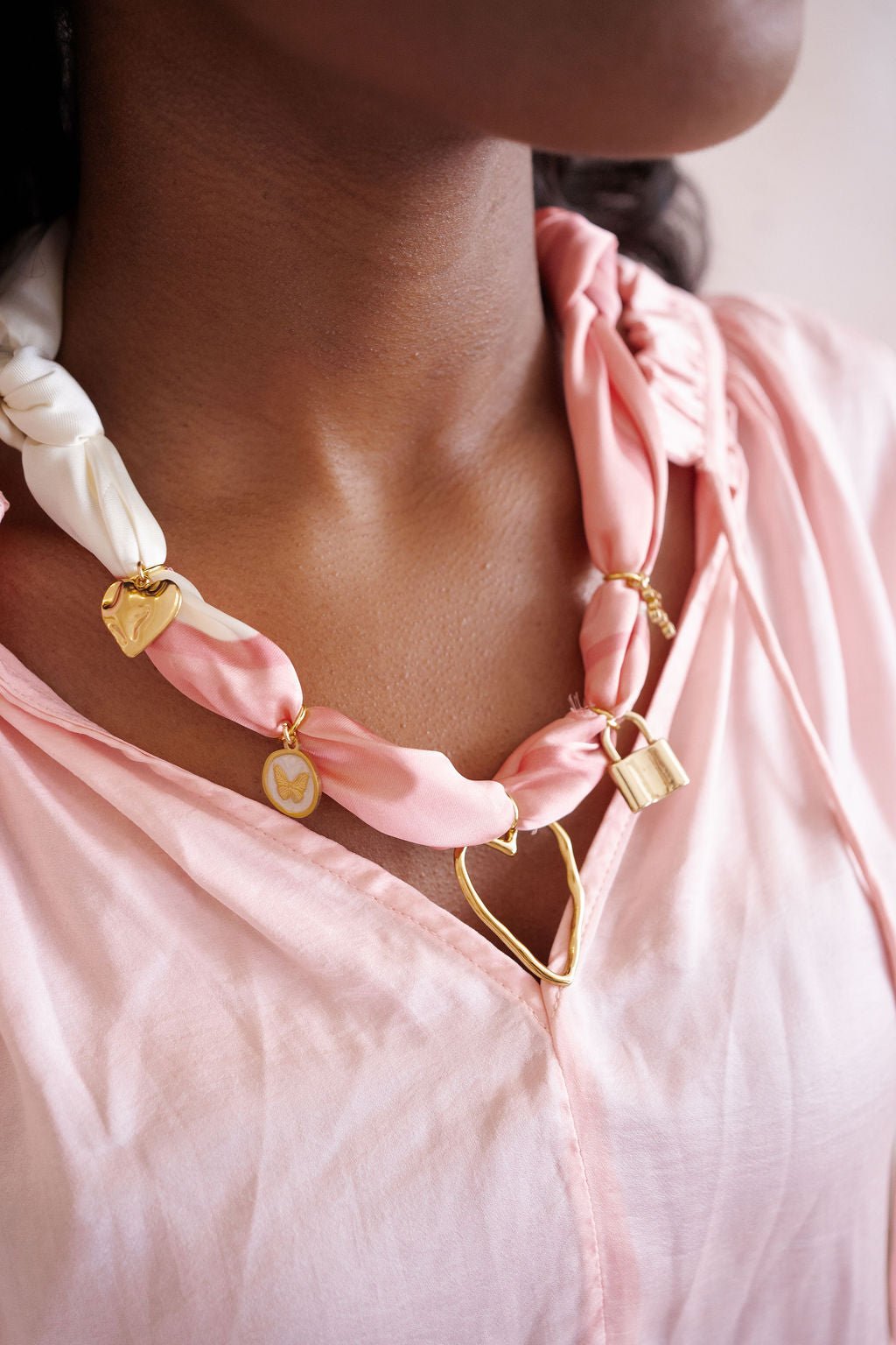 Rosie - Pink Heart - Scarf Necklace