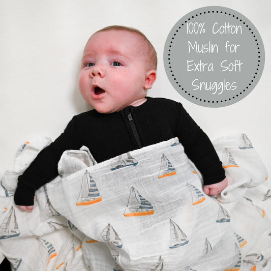 Sailing Away Baby Muslin Swaddle Blanket