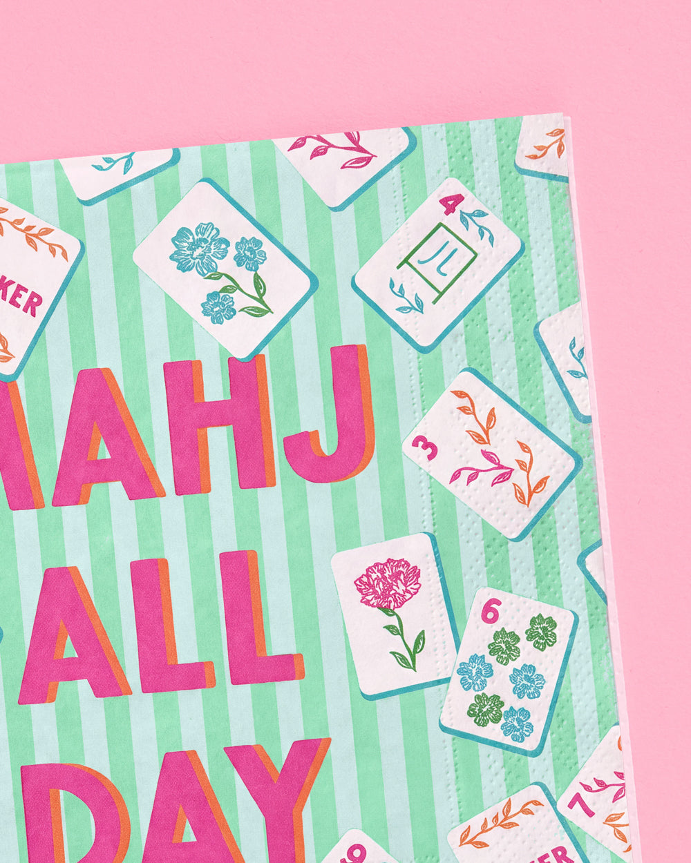 Mahj All Day Cocktail Napkins - pink + teal stripes