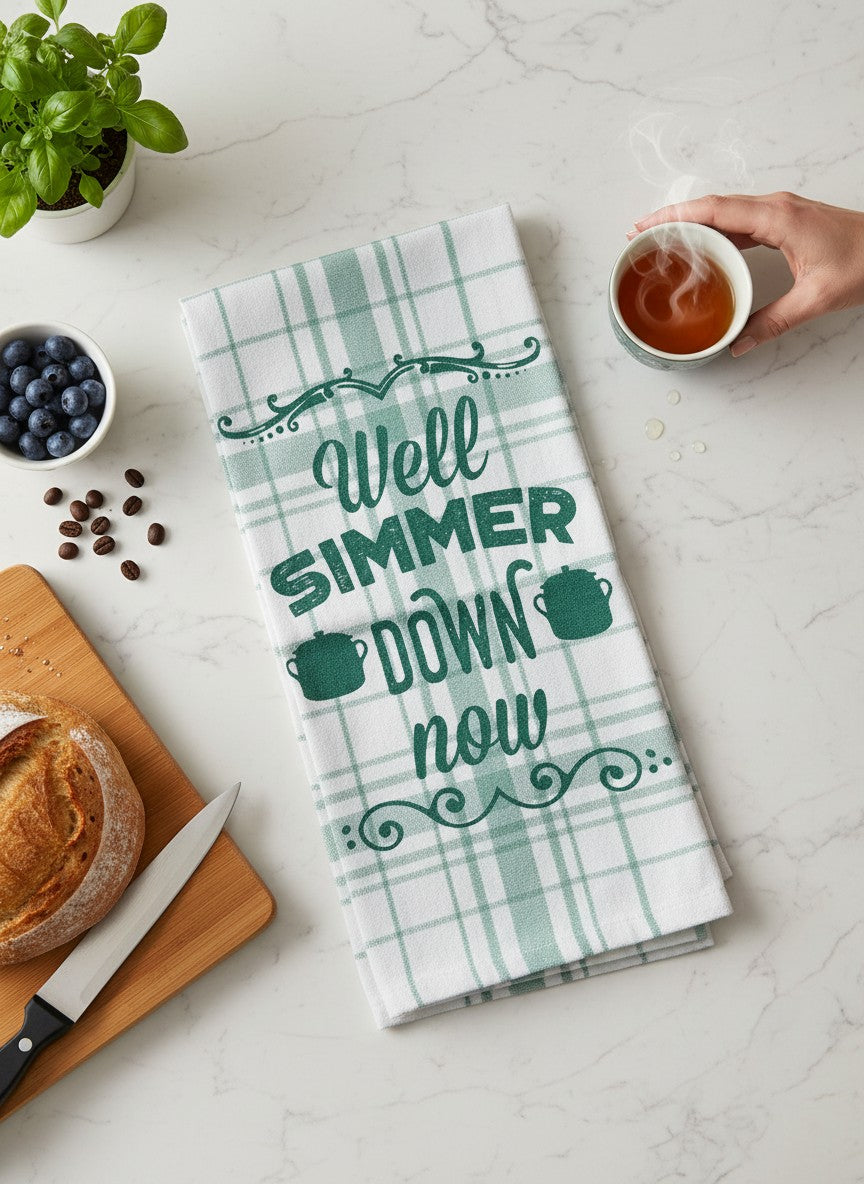 Well Simmer Down Now Funny Southern Kitchen Towel – Farmhouse Humor | DII 18x28 Cotton Dish Towel