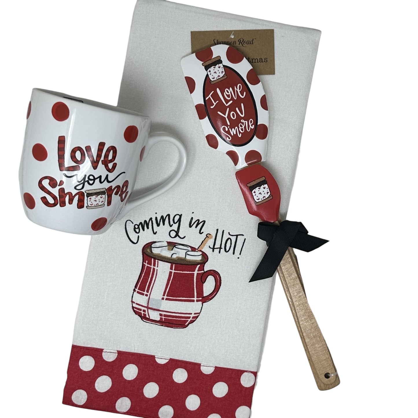 Valentines Day I love you S'more Kitchen Coffee Mug, Tea Towel & Spatulas Gift Set