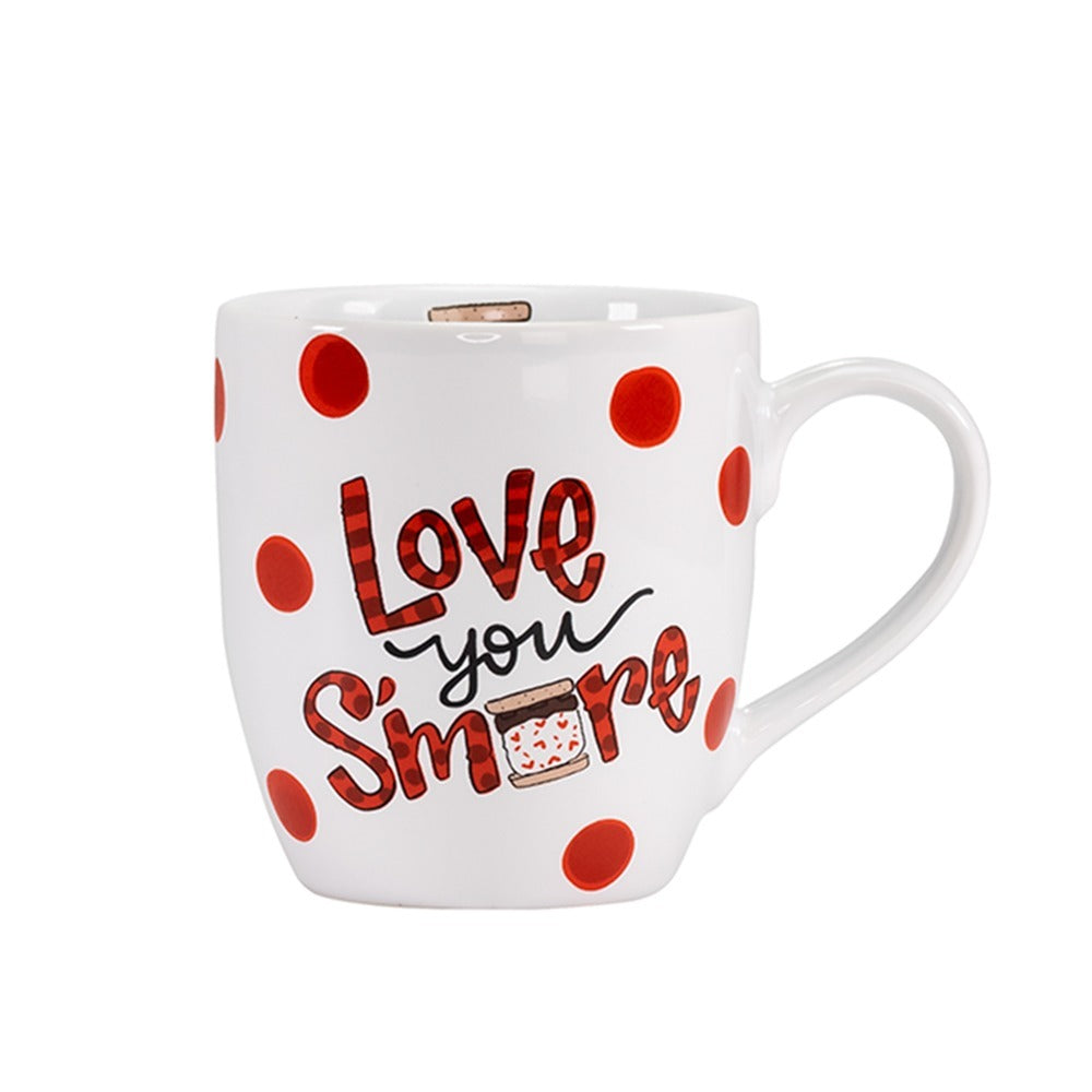 Love You S'more Ceramic Red Polka Dot Coffee Mug