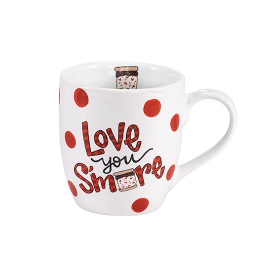 Love You S'more Ceramic Red Polka Dot Coffee Mug