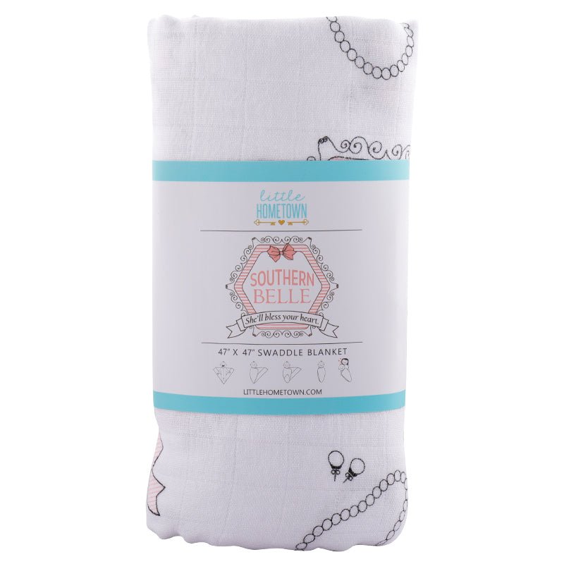 Southern Belle Baby Gift Set: Muslin Swaddle & Bib | Organic Cotton
