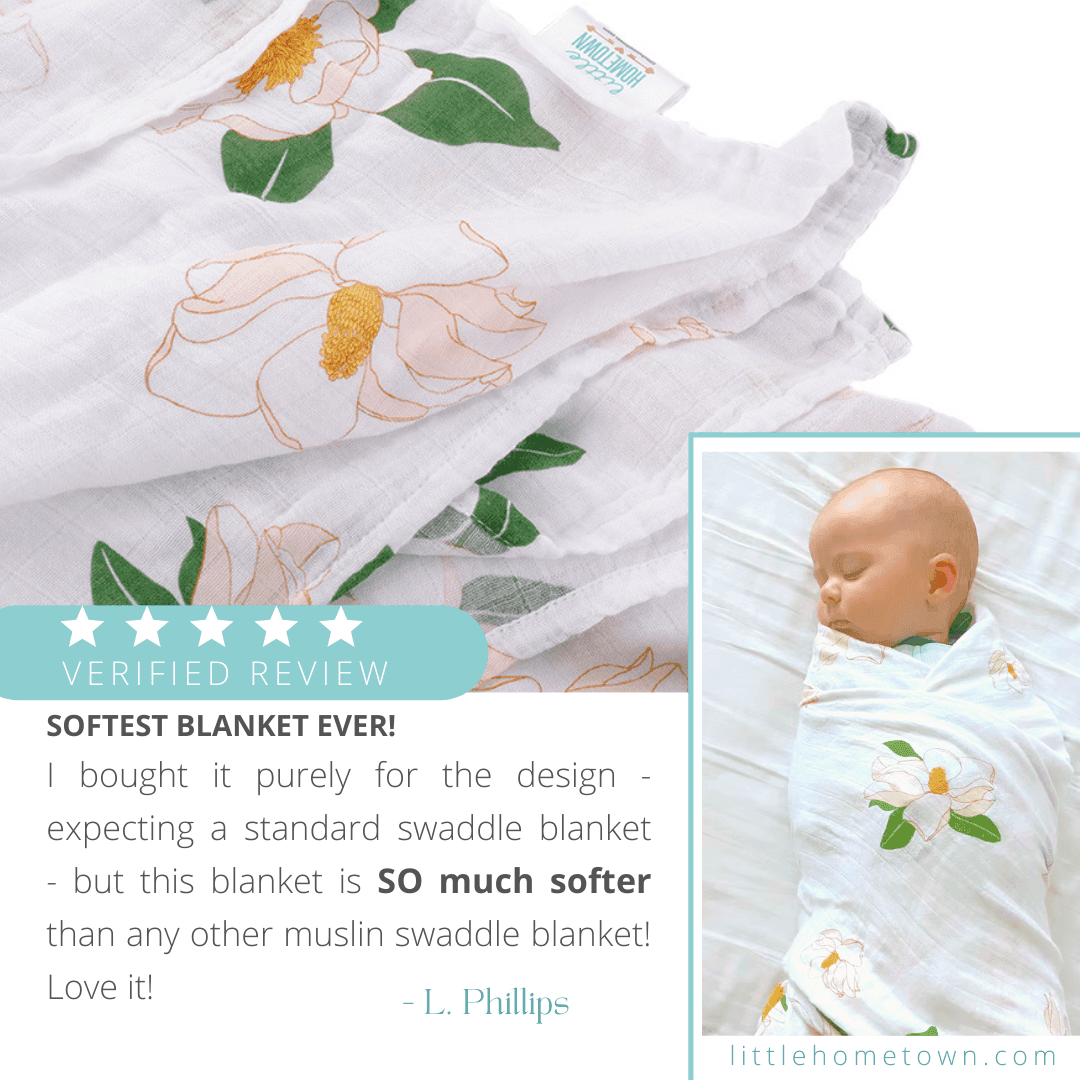 Southern Magnolia Newborn Gift Set: Muslin Swaddle & Bib