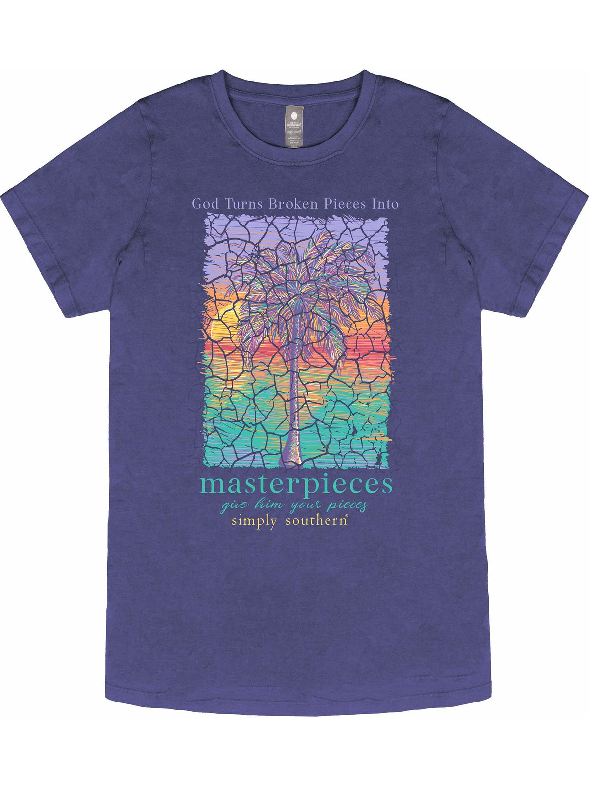 God Turns Broken Pieces Into Masterpieces Give Him Your Pieces - Palm Tree - S25 - SS - Adult T-Shirt