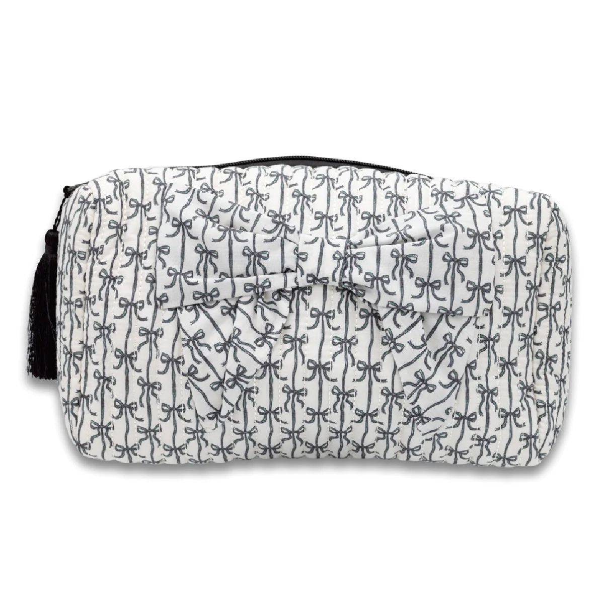 Simply Southern® Quilted Bow Cosmo Bag: Black Bow