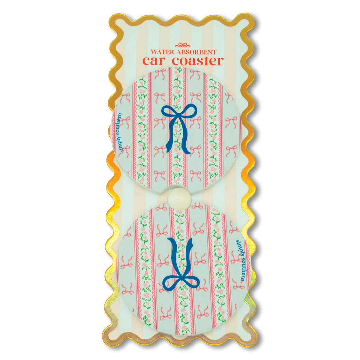 Simply Southern® Car Coasters Set: Stripe Bow