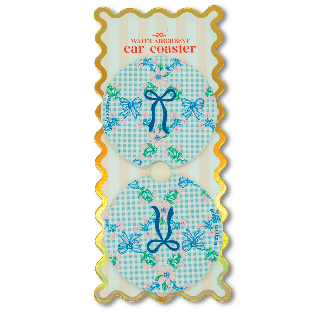 Simply Southern® Car Coasters Set: Gingham