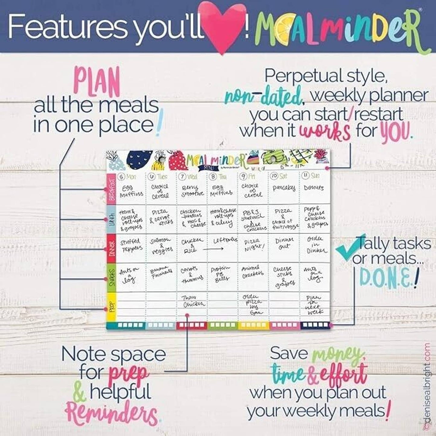 Meal Planner Pad 52-Week Menu Notepad Daily Planning Meals