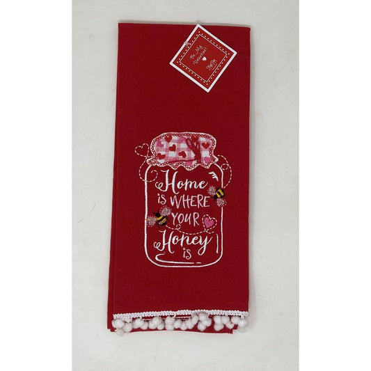 "Home is where your honey is" Embroidered Tea Towel