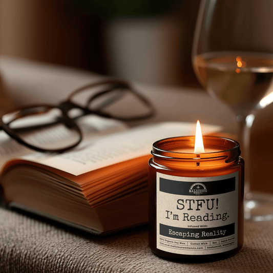 STFU I'm Reading | Scent: Sugared Pine | 9oz Funny Candle | Malicious Women Co