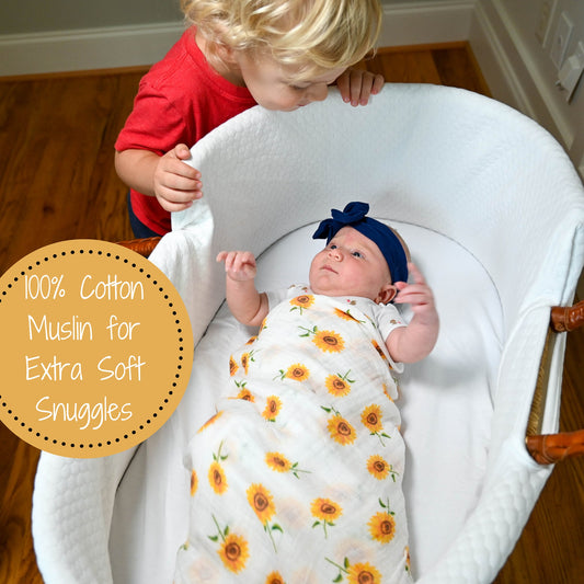 Sunflower Fields Baby Muslin Swaddle Blanket