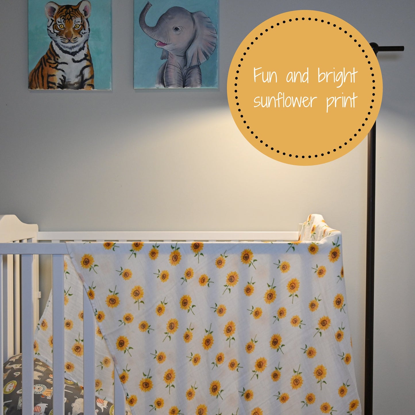 Sunflower Fields Baby Muslin Swaddle Blanket