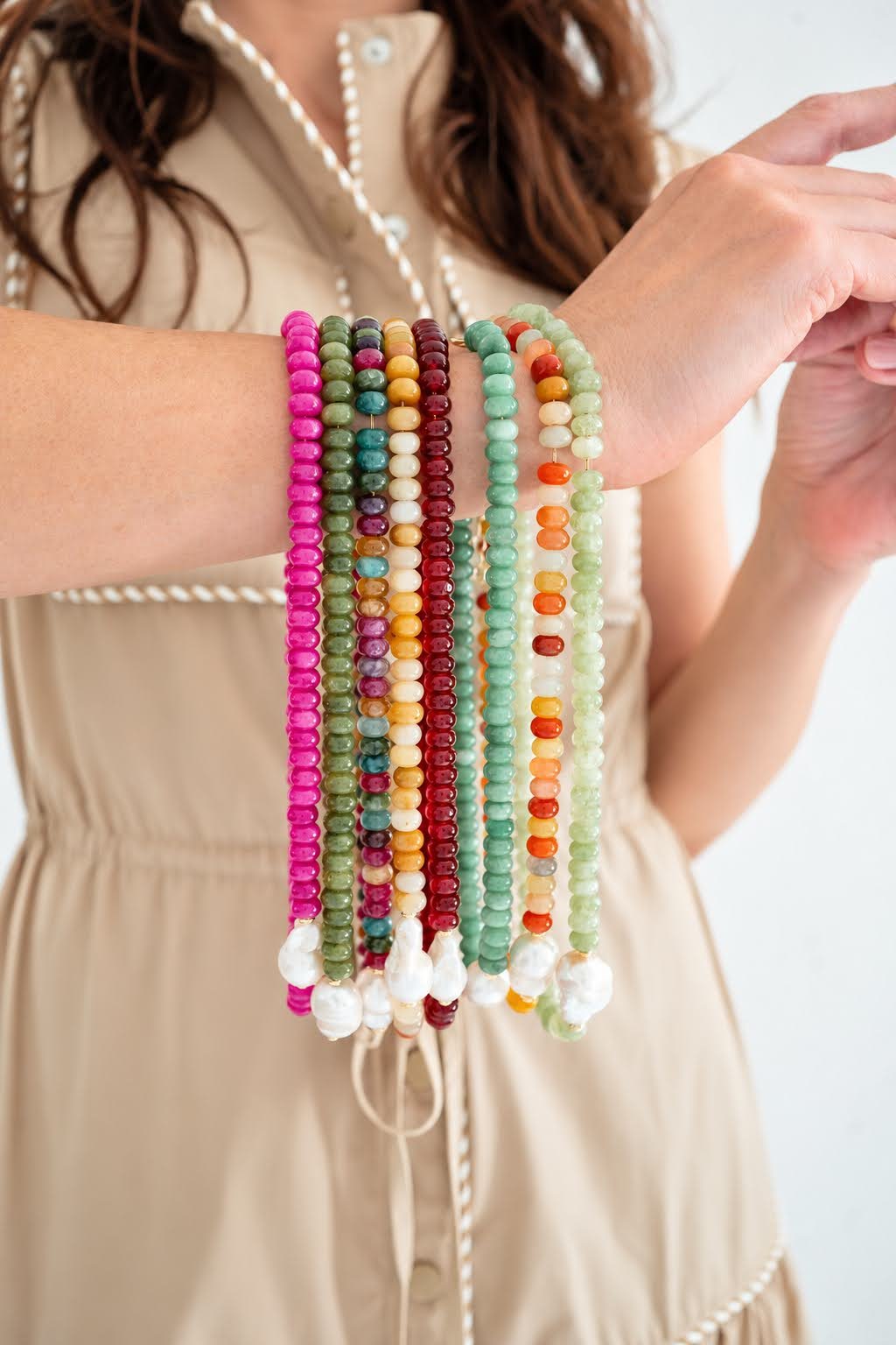 Susie- Quartz Beaded Necklace with freshwater Pearl