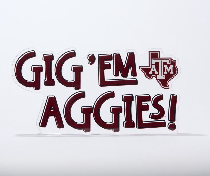 Gig 'Em Aggies Letter Acrylic Block Shelfie