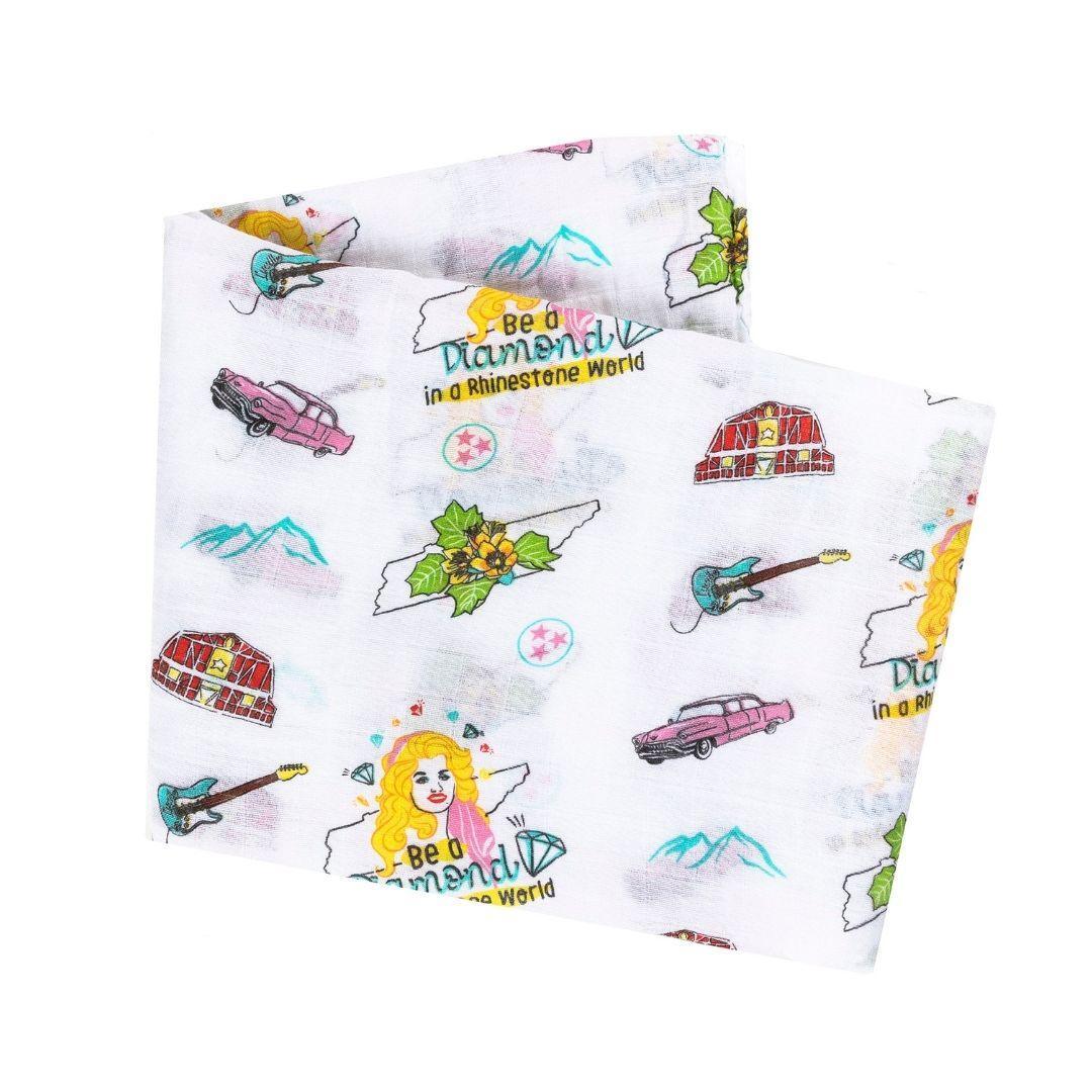 Tennessee Baby Gift Set: Muslin Swaddle & Bib (Floral)